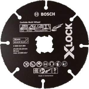 Коло відрізне Bosch X-Lock Carbide Multi Wheel, 125х1х22, 23 мм (2608619284)