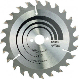 Пильный диск по дереву Bosch Optiline Wood 160×2,6×20, 24 AT (2608640596)