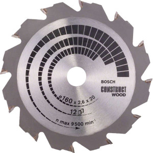 Пиляльний диск Bosch Construct Wood 160x20/16x2,6 мм 12 (2608640630)
