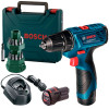 Акумуляторний дриль-шурупокрут Bosch GSR 120-LI Professional в чемодані з 2 акб 2 Ah, з/п GAL 1210 CV та набором з 24 біт