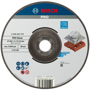 Круг відрізний Bosch PRO Stone 180×3×22.23 мм випуклий