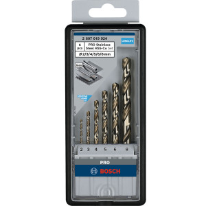 Набір свердел спіральних Bosch PRO Stainless Steel HSS-Co, 2-8 мм, 6 шт