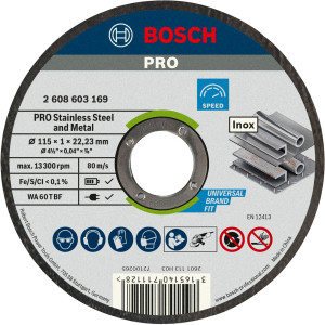 Круг відрізний Bosch PRO Stainless Steel and Metal 115×1×22.23 мм