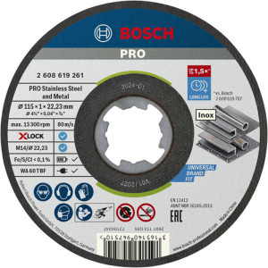 Круг відрізний Bosch X-Lock PRO Stainless Steel and Metal 115×1×22.23 мм, 10 шт