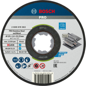 Круг відрізний Bosch X-Lock Standard for Inox, 125х1,6х22,23 мм, прямий, 10 шт