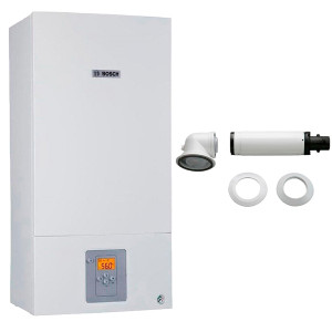 Конденсаційний газовий котел Bosch Condens 2500 W WBC 28-1 DC. Коаксиальний горизонтальний комплект Bosch AZB 916, Ø60/100 у ПОДАРУНОК