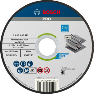 Круг відрізний Bosch PRO Stainless Steel and Metal 125х1.6х22.23 мм,