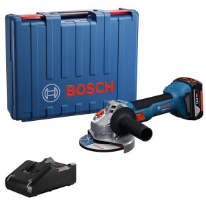 Акумуляторна кутова шліфмашина Bosch GWS 18V-8 Professional з акб GBA 18V 4 Ah та з/п GAL 18V-40, в кейсі