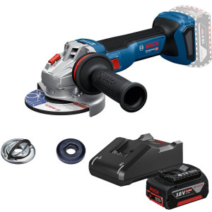 Акумуляторна кутова шліфмашина Bosch GWS 18V-11 Professional з акб GBA 18V 4.0 Ah і з/п GAL 18V-40, в картоні