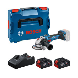 Акумуляторна кутова шліфмашина Bosch GWS 18V-15 SC Professional з 2 акб GBA 18V 4.0 Ah і з/п GAL 18V-40 в кейсі L-BOXX 136