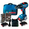 Безщітковий акумуляторний дриль-шурупокрут Bosch GSR 18V-50 Professional в сумці з 3 акб 2 Ah, з/п GAL 18V-20, набором 43 насадок для загвинчування