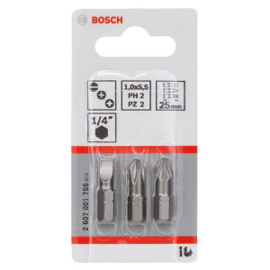 Набор бит Bosch Extra Hart S1х5,5, PH2, PZ2, 25 мм (3 шт)