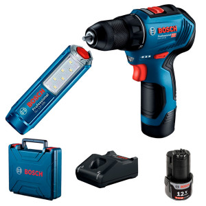 Безщітковий шурупокрут Bosch GSR 12V-30 Professional в чемодані з 2 акб GBA 12V 2 Ah, з/п GAL 12V-40 та ліхтариком GLI 12V-300