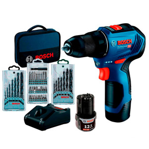 Безщітковий шурупокрут Bosch GSR 12V-30 Professional в сумці з 2 акб GBA 12V 2 Ah , з/п GAL 12V-40, набором 25 біт, набором 7 свердел по металу, набором 7 свердел по дере