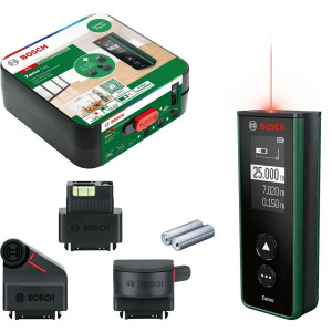 Лазерний далекомір Bosch Zamo IV Set зі стрічковим, лінійним і колісним адаптерами в кейсі