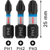 Набір біт Bosch Pro Phillips Impact Set PH1/2/3, 25 мм, 3 шт
