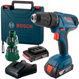 Акумуляторний дриль-шурупокрут Bosch GSR 180-Li Professional в чемодані з 2 акб GBA 18V 2 Ah та з/п GAL 18V-20, набір 24 біт