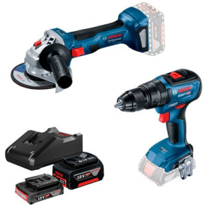 Набір інструментів Bosch Professional болгарка Bosch GWS 180-LI, ударний шурупокрут Bosch GSB 18V-50 Professional, 2 акб GBA 18V 2.0Ah і 4.0Ah, з/п GAL 18V-40