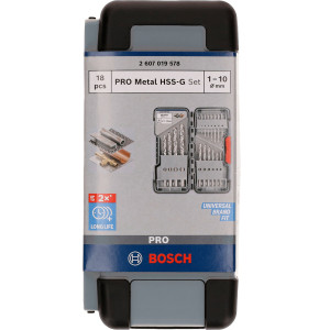 Набір свердел спіральних Bosch PRO Metal HSS-G, 1-10 мм, 18 шт