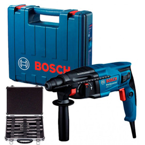 Перфоратор Bosch GBH 220 Professional в чемодані з набором бурів і зубил SDS-plus Mixed Set (11 предметів)