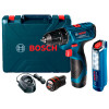 Ударная дрель-шуруповерт Bosch GSB 120-Li Professional в кейсе с 2 акб GBA 12V 2.0 Ah и з/у GAL 1210 CV, фонариком GLI 12V-300