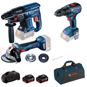 Набір інструментів Bosch Professional перфоратор GBH 180-LI + дриль-шурупокрут GSR 18V-50 + болгарка GWS 180-LI в сумці з 2 акб GBA 18V 5.0Ah і з/п GAL 1880 CV