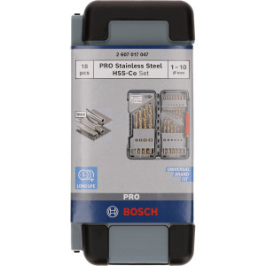 Набір свердел спіральних Bosch PRO Stainless Steel HSS-Co Set, 1-10 мм, 18 шт