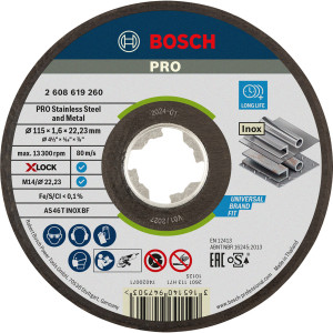 Круг відрізний Bosch X-Lock PRO Stainless Steel and Metal 115×1.6×22.23 мм