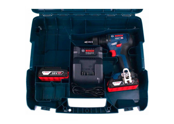 Безщітковий акумуляторний шурупокрут Bosch GSR 18V-50 Professional в L-Case з 2 акб 2 Ah, з/п GAL 18V-20 та набором 24 насадок для закручування