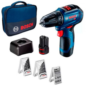 Аккумуляторная дрель-шуруповерт Bosch GSR 12V-30 Professional, 2 акб 2 Ah, з/у, три набора сверл и бит (0615990M4E)
