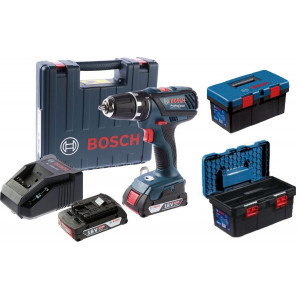 Аккумуляторный шуруповерт Bosch Professional GSR 18-2-LI Plus (06019E6120) + 2 х GBA 18 В 2.0Ач +  ЗУ AL 1820 CV+ Чемодан +  Toolbox Pro (0615990L29)